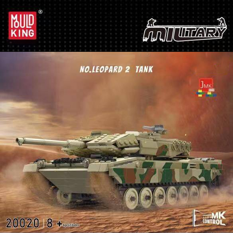 {With Motor}Mould King 20020 Military Leopard 2 Tank Building Blocks 1091±pcs Bricks from China.