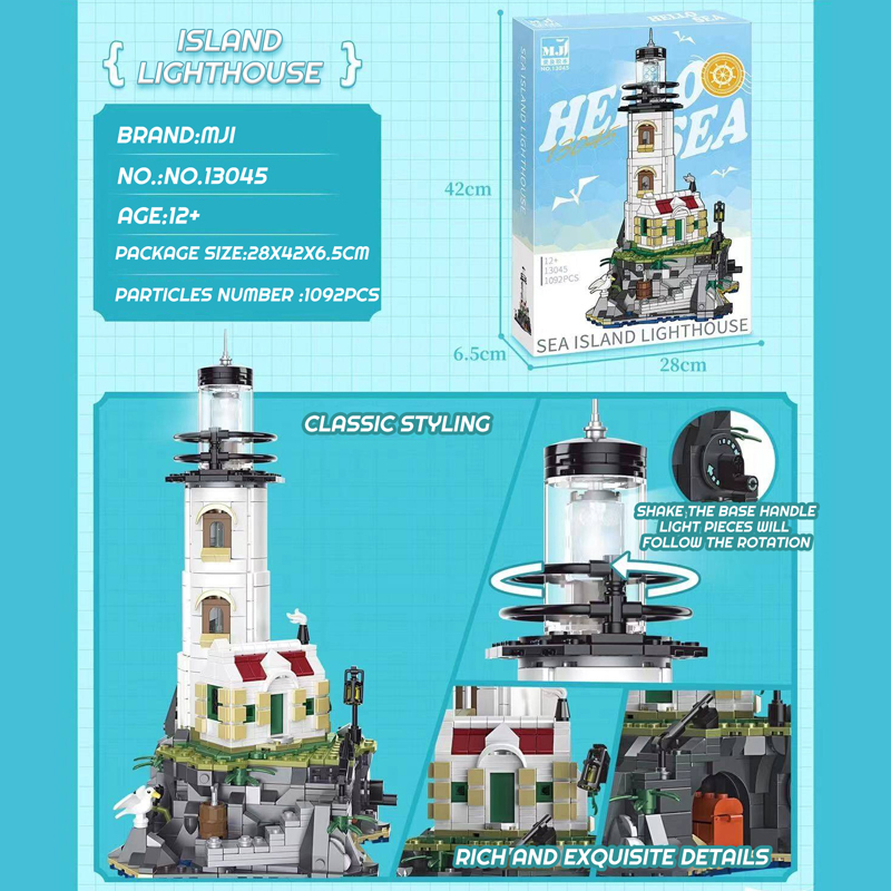 {Pre-Order} {With Light} MJI 13045 Creator Island Lighthouse Book Design Building Blocks 1092±pcs Bricks from China.