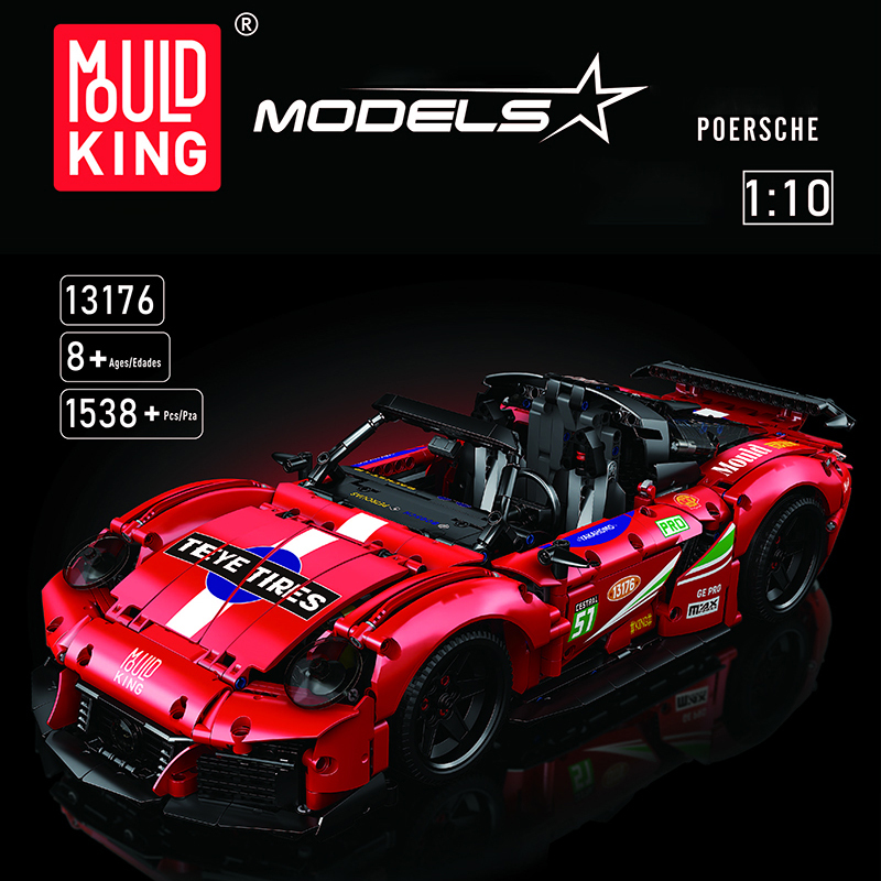 Mould King 13176 Technic Motor Porsche 911 Super Car Building Blocks 1538±pcs Bricks from China.