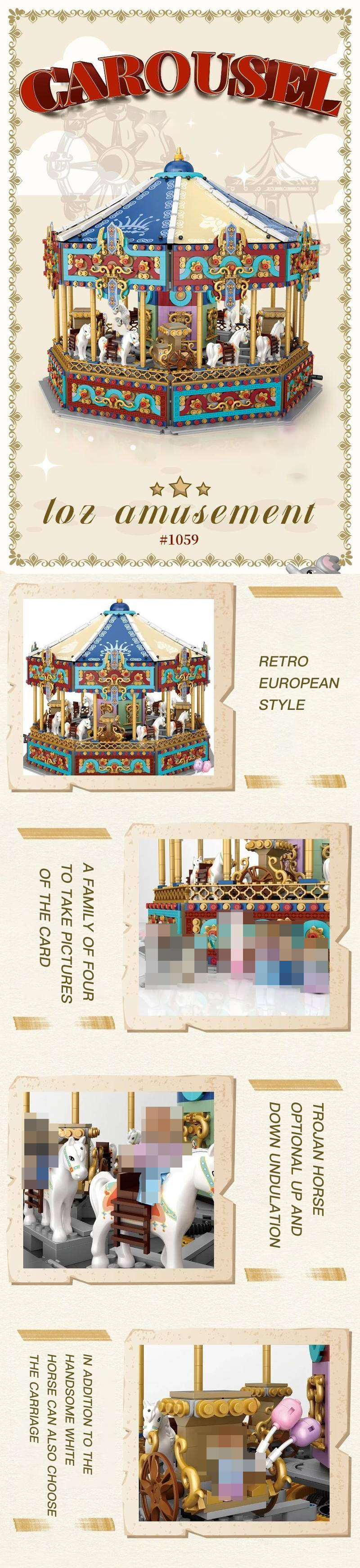 Mini Micro Bricks】 LOZ 1059 Carousel Creator Amusement Building