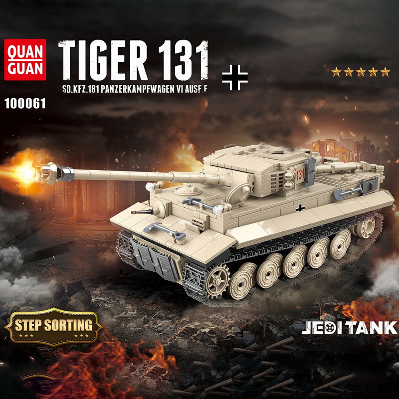 QUANGUAN 100061 Military Tiger 131 Tank Building Blocks 1018±pcs Bricks from China.