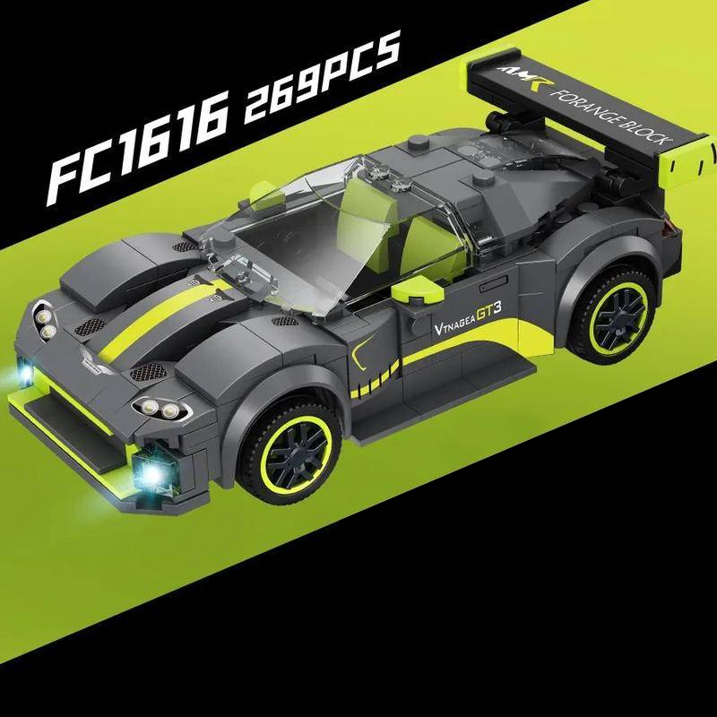 {With Light} Forange FC1616 Speed Champions Grey Racer Car Building Blocks 269±pcs Bricks from China.