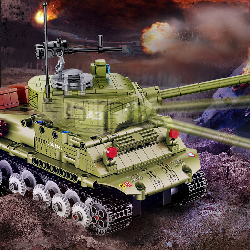 {With Motor}Decool 3908 Military Remote Control M4A3K Tank Building Blocks 677±pcs Bricks from China.