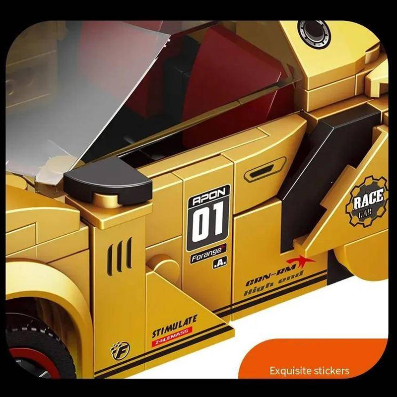 {Static version} Forange FC1614 Speed Champions Yellow Racer Car Building Blocks 287±pcs Bricks from China.