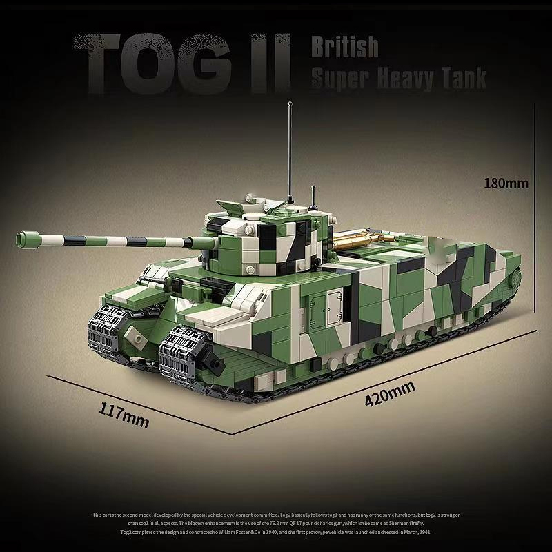 QUANGUAN 100241 Military Britsh TOG II Super Heavy Tank Building Blocks 2288±pcs Bricks from China.