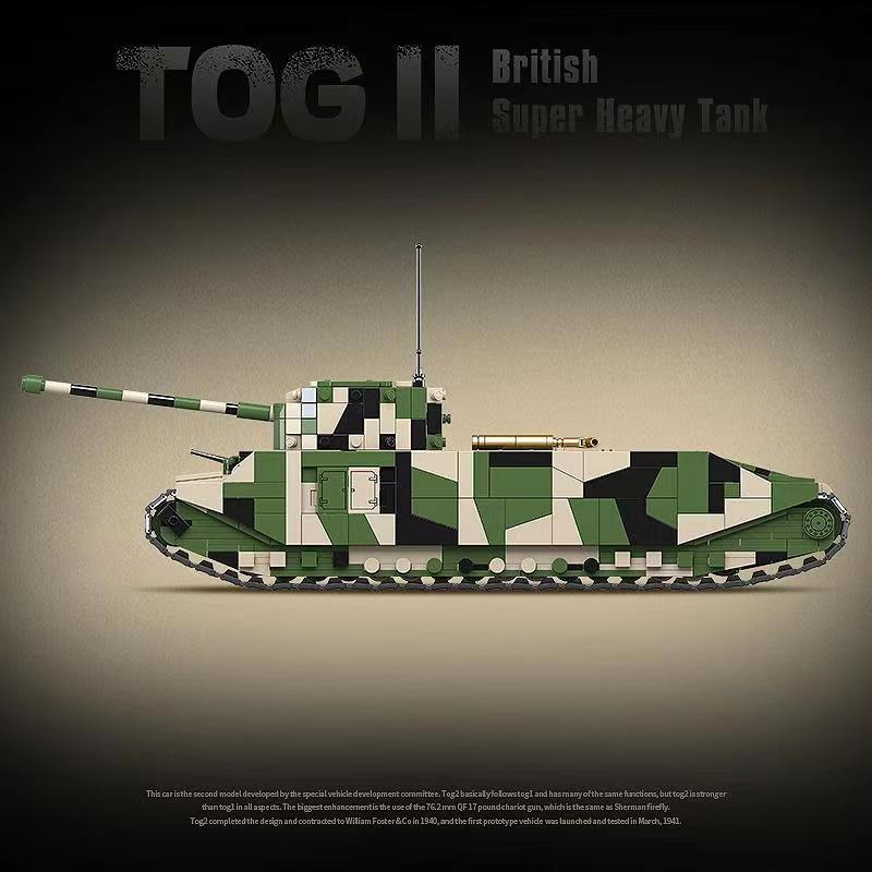 QUANGUAN 100241 Military Britsh TOG II Super Heavy Tank Building Blocks 2288±pcs Bricks from China.