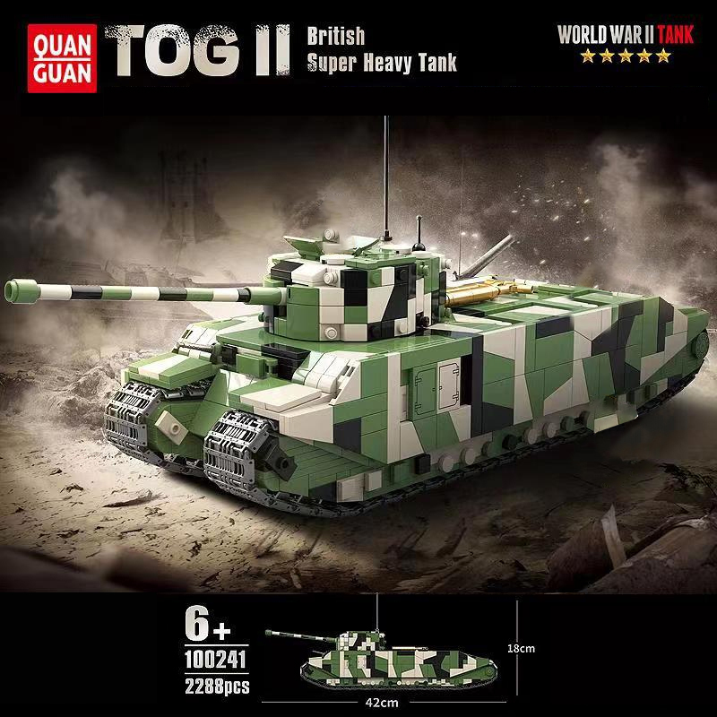 QUANGUAN 100241 Military Britsh TOG II Super Heavy Tank Building Blocks 2288±pcs Bricks from China.