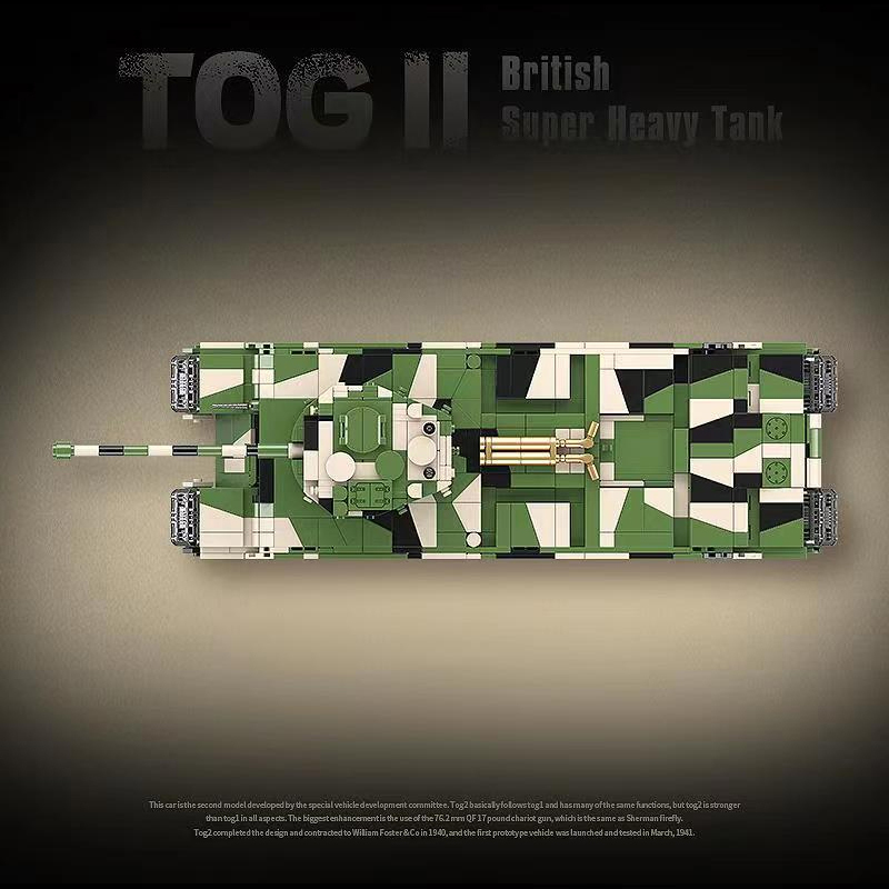 QUANGUAN 100241 Military Britsh TOG II Super Heavy Tank Building Blocks 2288±pcs Bricks from China.