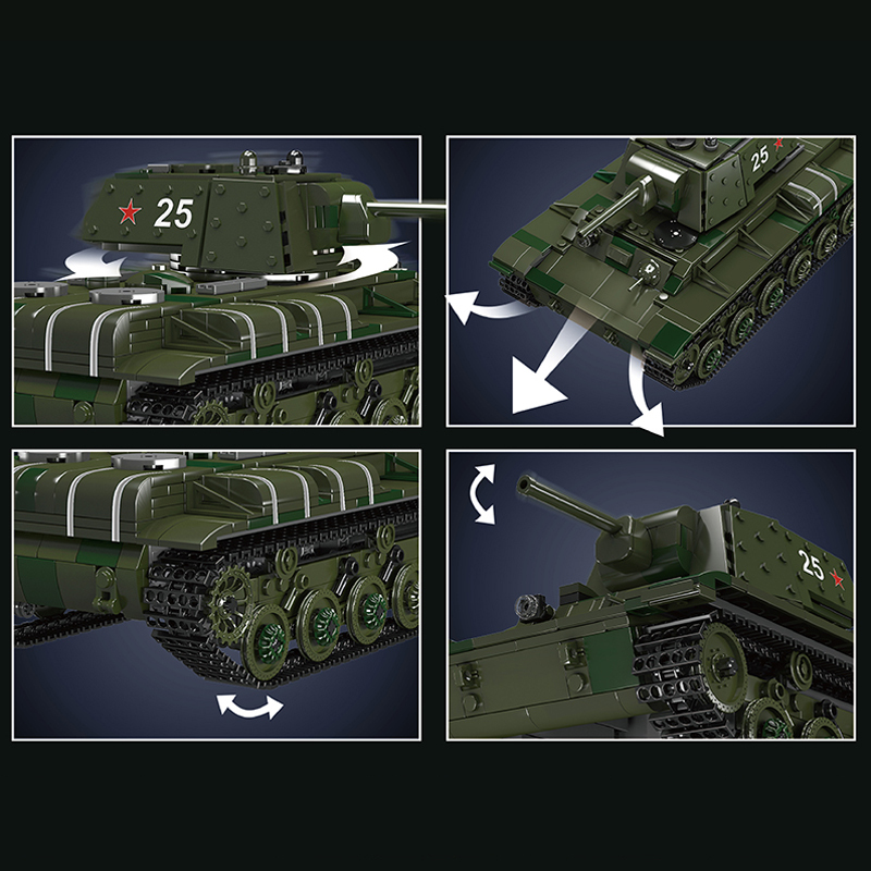 {With Motor} Mould King 20025 Military KV-1 Heavy Tank Building Blocks ****±pcs Bricks from China.