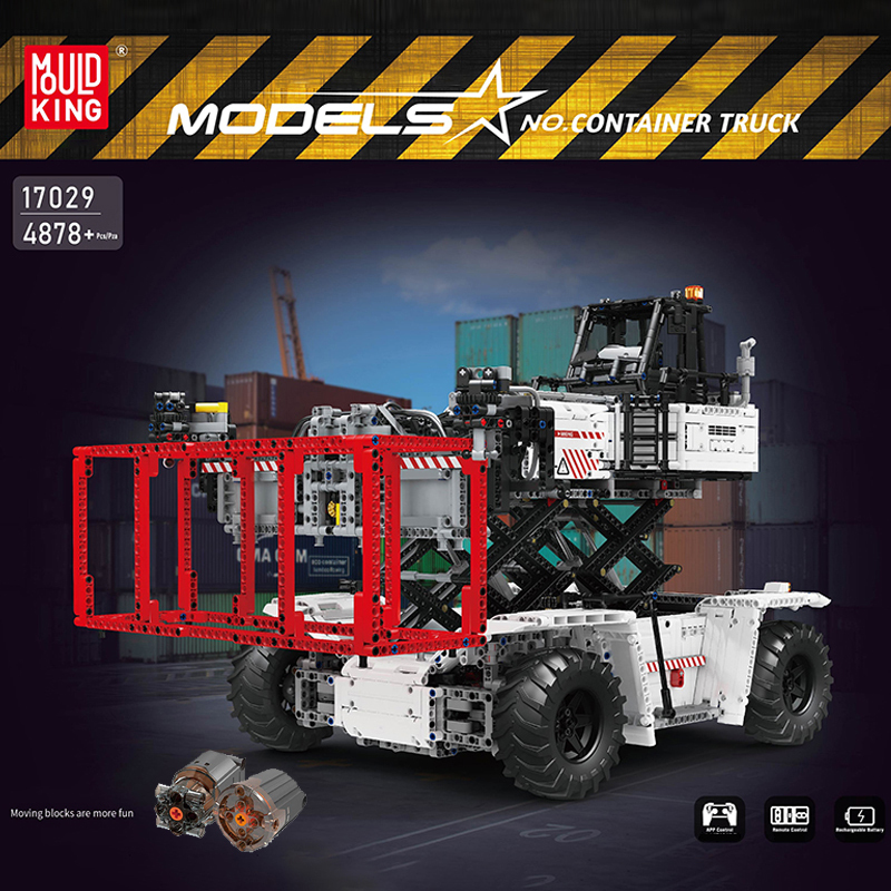 {With Motor} Mould King 17029 Technic White Container Truck Building Blocks 4878±pcs Bricks from China.