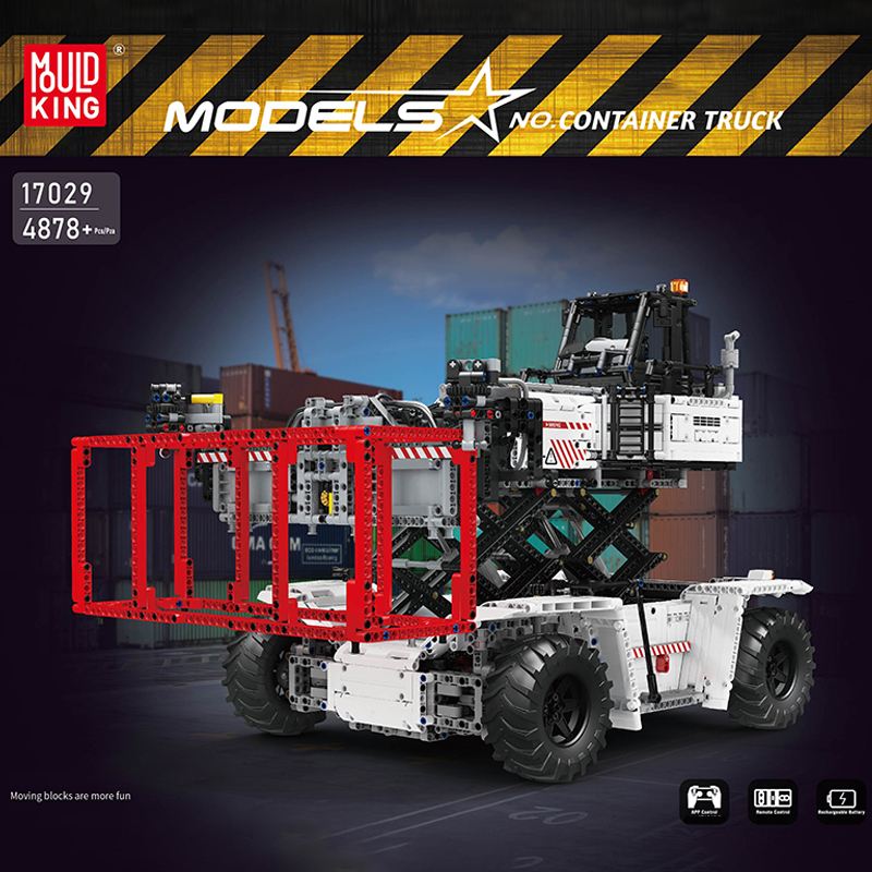 {With Motor} Mould King 17029 Technic White Container Truck Building Blocks 4878±pcs Bricks from China.