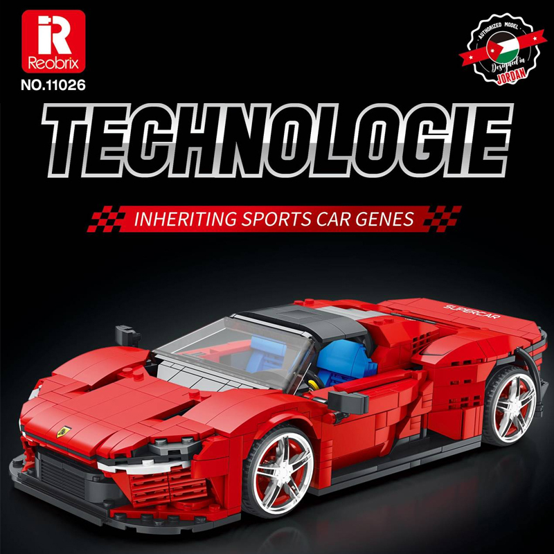 {Static Version} Reobrix 11026 1:16 Ferrari Daytona SP3 Sports Car Building Blocks 1168±pcs Bricks from China.