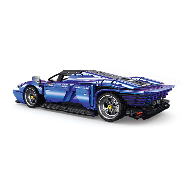 {Static version}KUYU MOXING KY7071 Technic Plated Purple Ferrari SP3 Super car Building Blocks 1676±pcs Bricks from China.