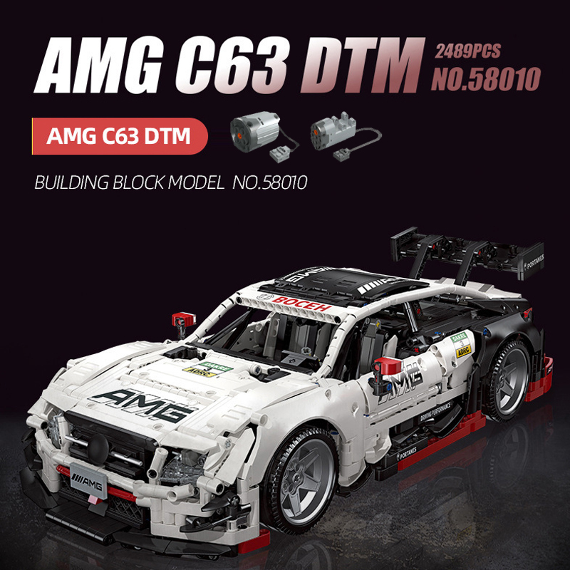 {With Motor}JIESTAR 58010 Technic Mercedes-Benz AMG C63 DTM Sports Car Building Blocks 2489±pcs Bricks from China.