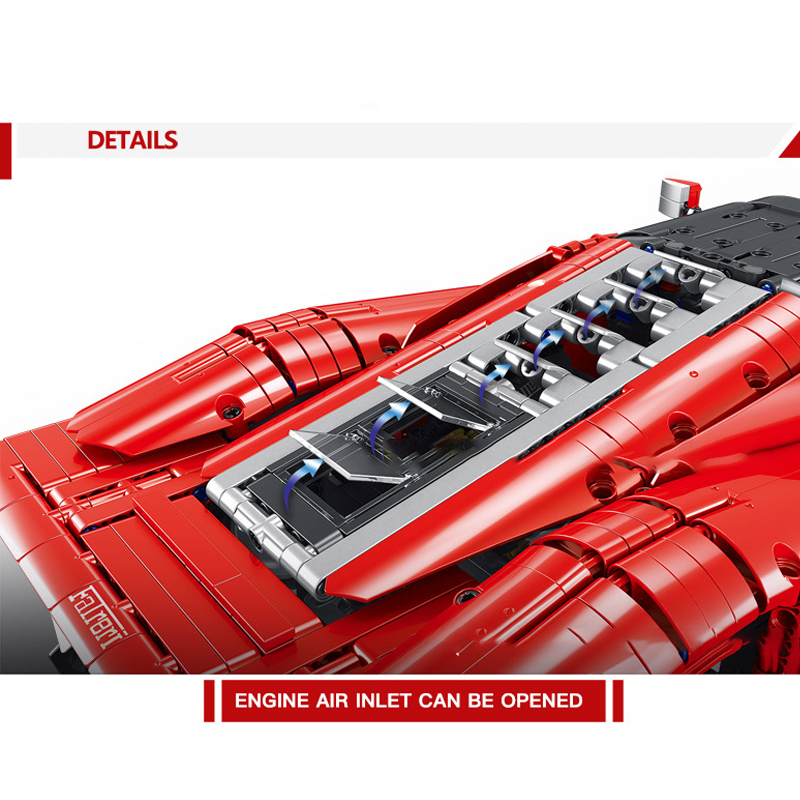 {Static version}KUYU MOXING KY7070 Technic Red Ferrari SP3 Super car Building Blocks 1676±pcs Bricks from China.