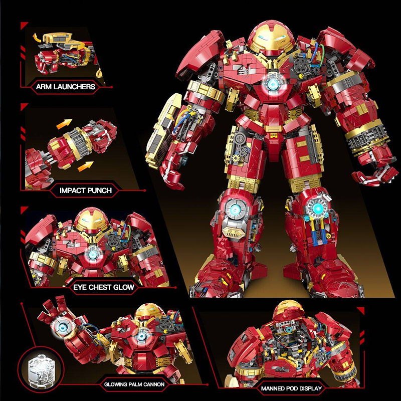 {With Light} 991 Super heroes Marvel MK44 Hulkbusers Building Blocks 4620±pcs Bricks from China.