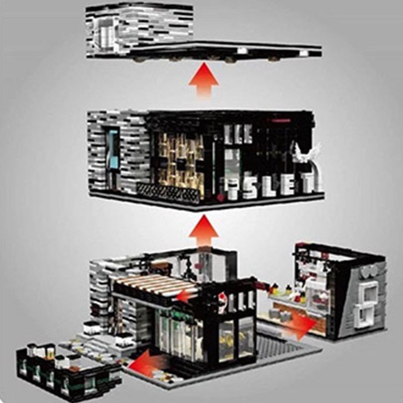 {With Light} Mould King 16042 Pub & restaurant Modular 'ISLET' Modular Buildings Blocks 3992±pcs Bricks From China