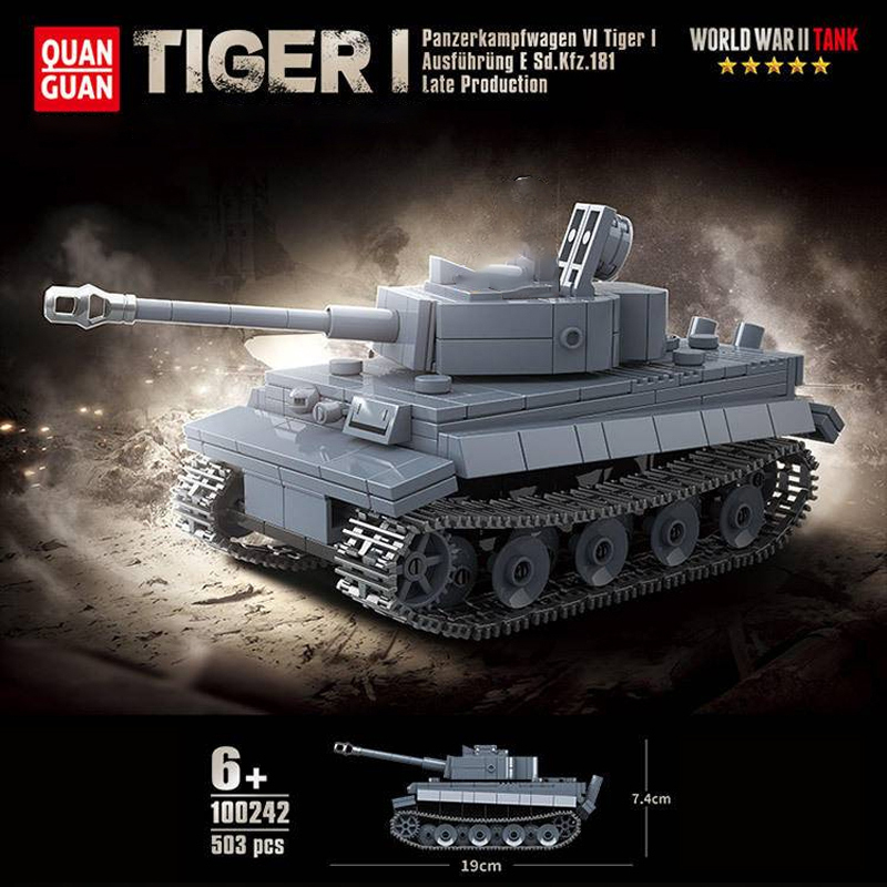 QUANGUAN 100242 Military Tiger I Tank Building Blocks 503±pcs Bricks from China.