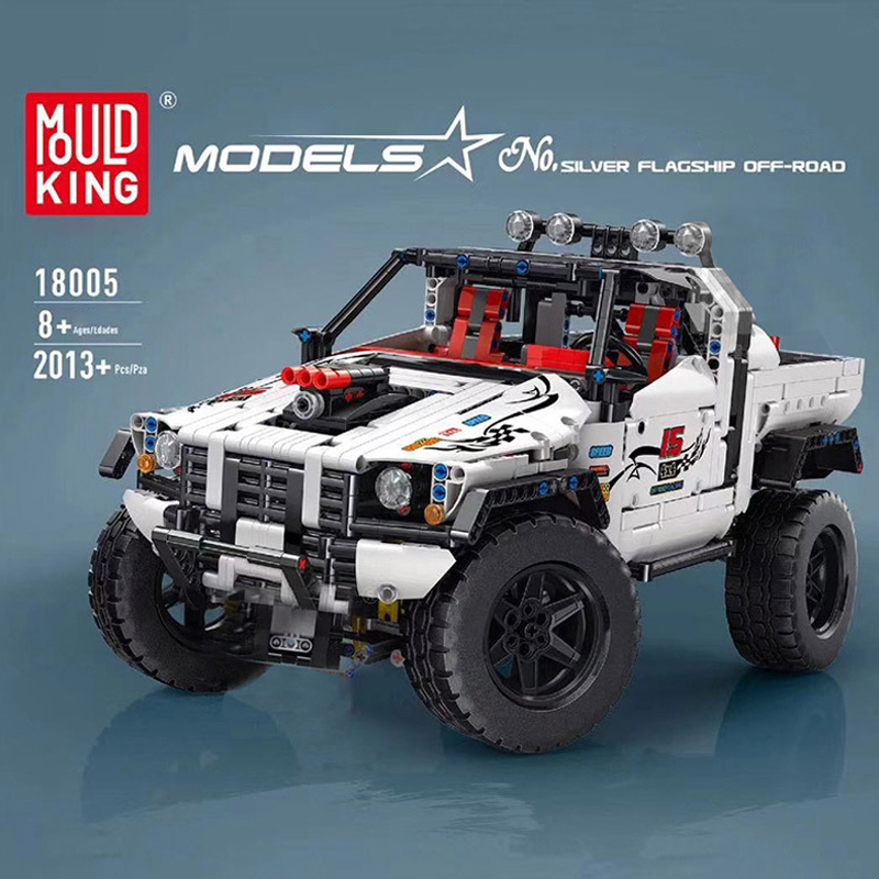 {With Motor}Mould king 18005 Technic Custom Pick-Up 4X4 Car Building Blocks 2027±pcs Bricks from China.