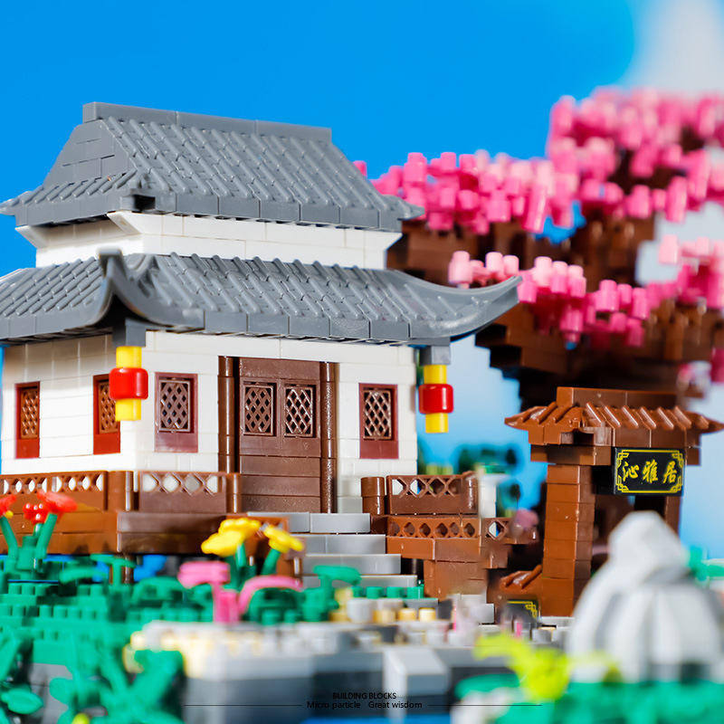 {Mini Micro Bricks} {With Light}BALODY 16260 Peach Blossom Pool Modular Buildings Blocks 3320±pcs Bricks from China.