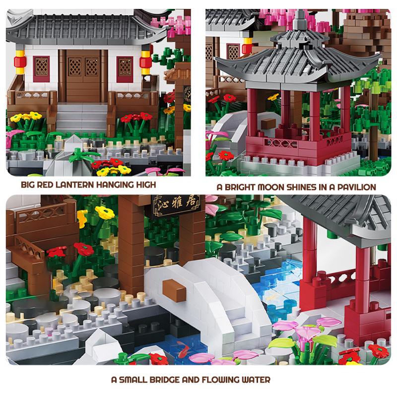 {Mini Micro Bricks} {With Light}BALODY 16260 Peach Blossom Pool Modular Buildings Blocks 3320±pcs Bricks from China.