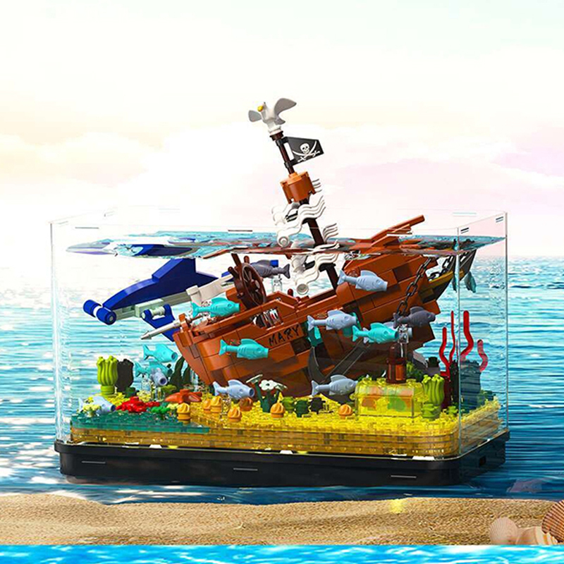 {Mini Micro Bricks} {With Light} ZheGao 662002 Pirates Shipwrecks Building Blocks 662±pcs Bricks from China.