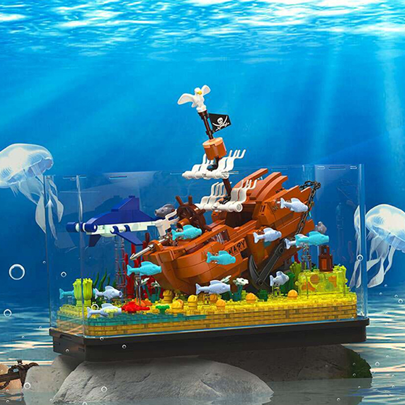 {Mini Micro Bricks} {With Light} ZheGao 662002 Pirates Shipwrecks Building Blocks 662±pcs Bricks from China.