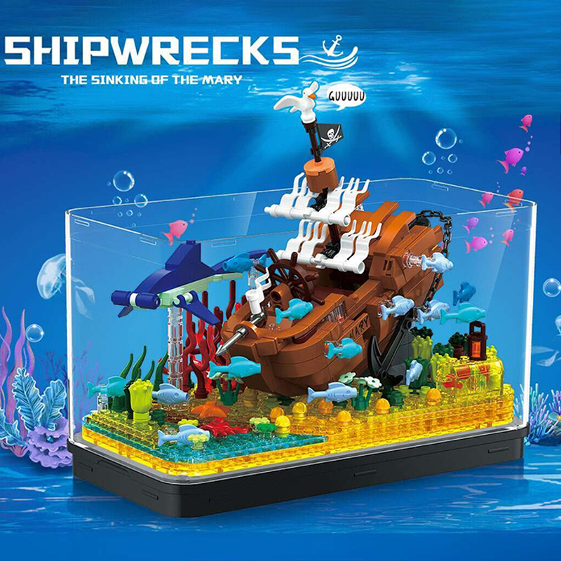 {Mini Micro Bricks} {With Light} ZheGao 662002 Pirates Shipwrecks Building Blocks 662±pcs Bricks from China.