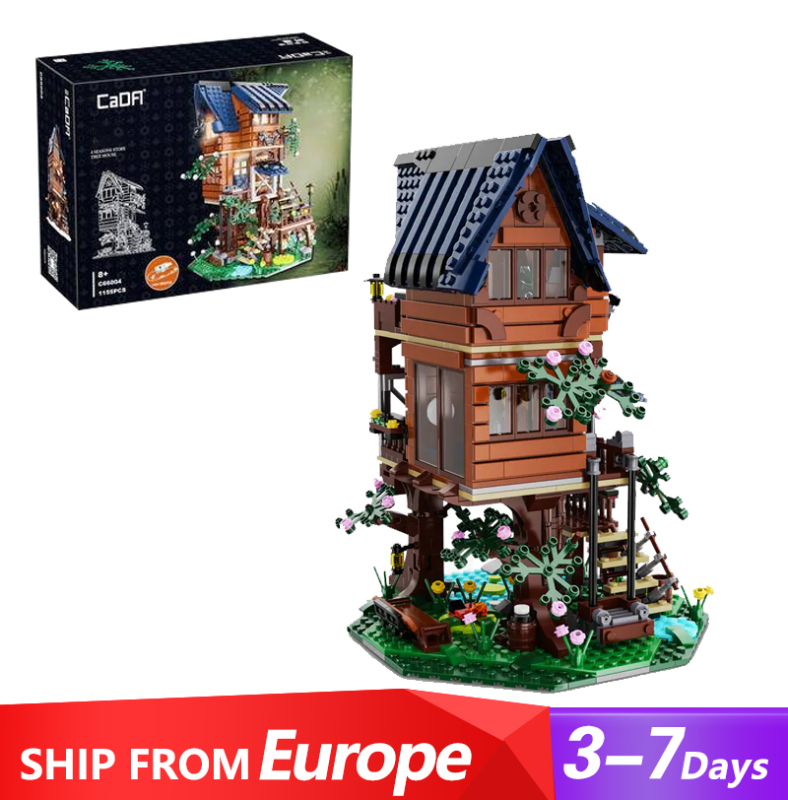 {With Original Box} {With Light} CaDa C66004 Street View 4 seasons Tree House Modular Buildings blocks 1155±pcs From Europe 3-7 Days Delivery.