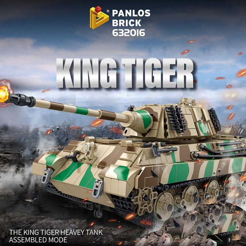 PANLOS 632016 Military King Tiger Heavy Tank Building Blocks 1974±pcs Bricks from China.