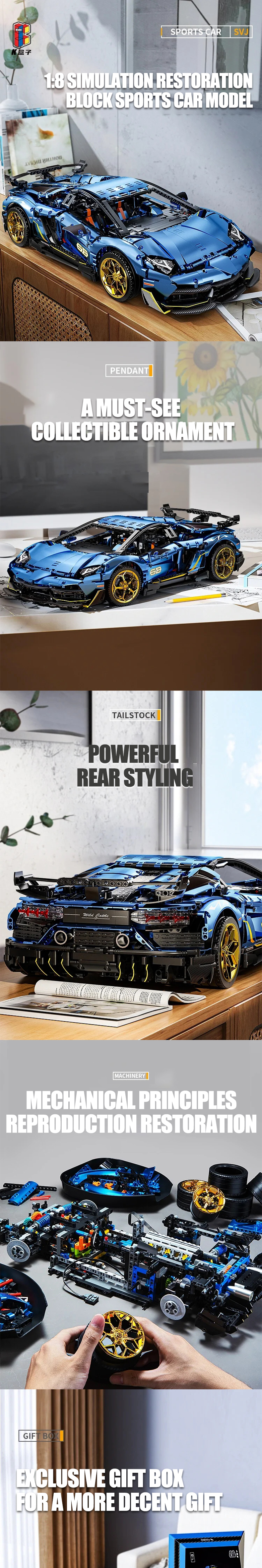 LEGO MOC K-Box 10520 1:8 Lamborghini Aventador SVJ63 Sports Car