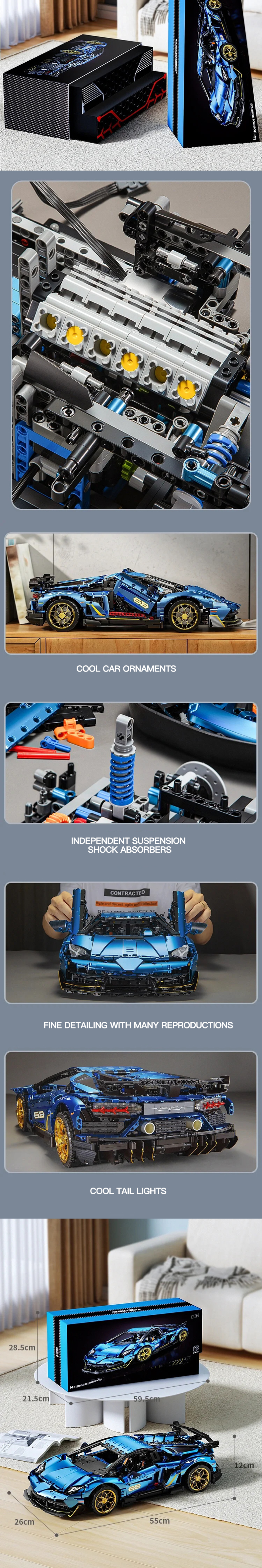 LEGO MOC K-Box 10520 1:8 Lamborghini Aventador SVJ63 Sports Car