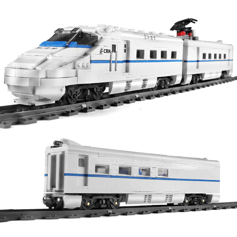 {WIth Motor}Mould King 12002 City Series World Railway CRH2 High-speed Train Building Block 1808±pcs Bricks Toy Ship From China