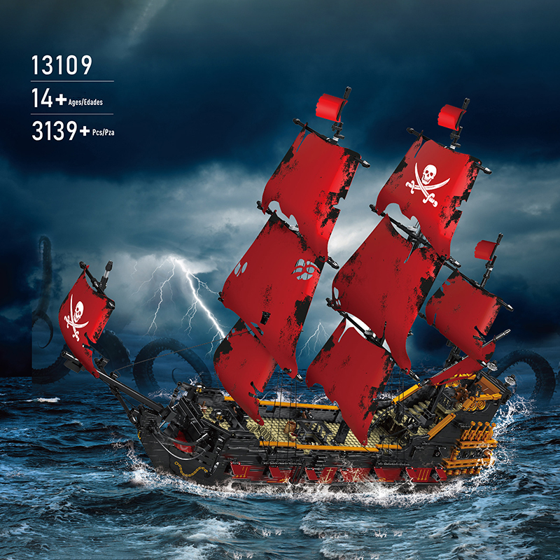 MOULD KING 13109 Movie & Game Pirates of QA Ship Building Blocks 3139pcs Bricks Toys Ship To 3-7 Delivery.