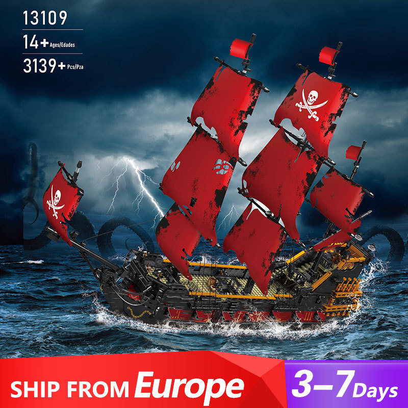 MOULD KING 13109 Movie & Game Pirates of QA Ship Building Blocks 3139pcs Bricks Toys Ship To 3-7 Delivery.