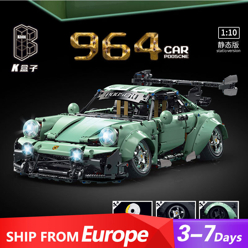 【With Motor】K-BOX 10220 "Porsche" 964 Building Blocks 2435pcs Bricks Toys Model Ship To Europe 3-7 Days Delivery