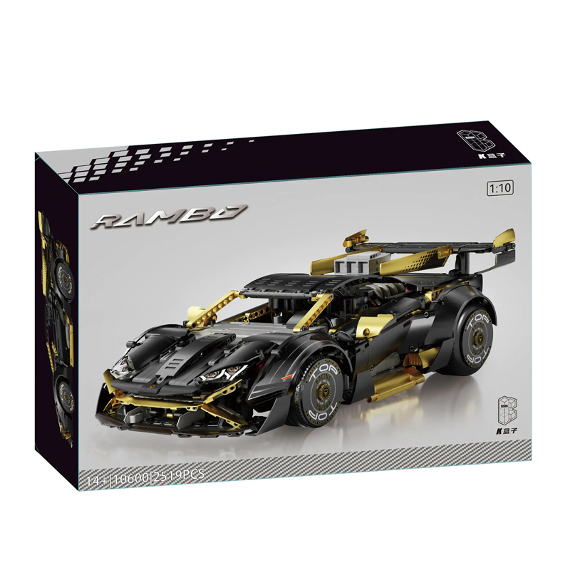 KBOX 10600 Technical Technic STO Black Gold Rambo：Lamborghini Huracán STO  Building Blocks 2519pcs Bricks Toys from China