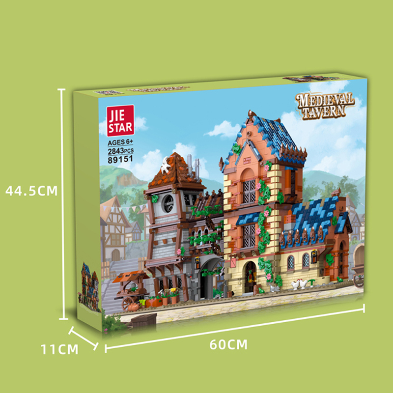 JIESTAR 89151 Historical Medieval Castle Medieval Tavern Buliding Blocks 2843pcs Bricks Toys Model Ship From China