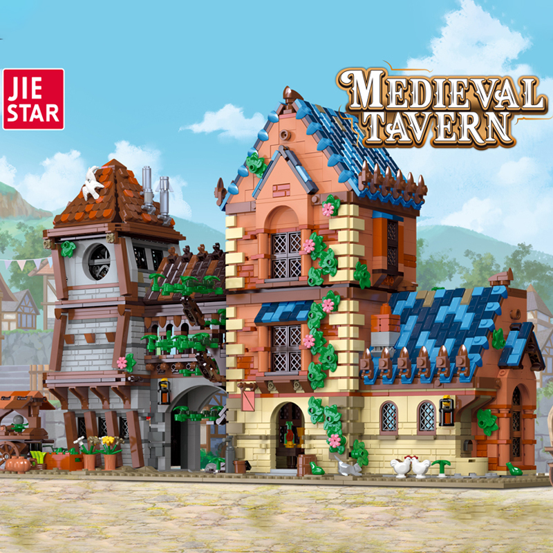 JIESTAR 89151 Historical Medieval Castle Medieval Tavern Buliding Blocks 2843pcs Bricks Toys Model Ship From China