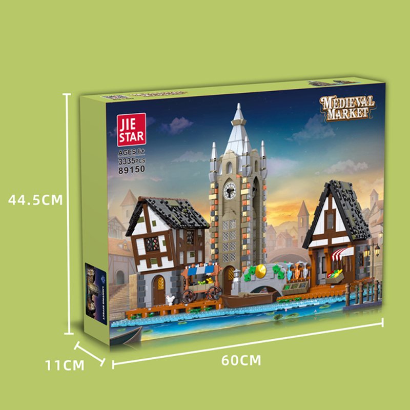 JIESTAR 89150 Historical Medieval Castle Medieval Market Buliding Blocks 3335pcs Bricks Toys Model Ship From China