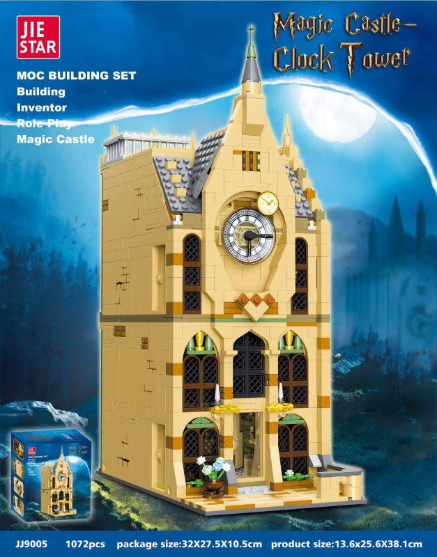 JIESTAR JJ9005 Magic Castle-Clock Tower Buliding Blocks 1072pcs Bricks Toys Model Ship From China