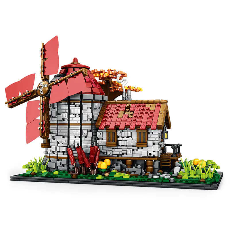 Reobrix 66014 Historical Medieval Castle European Century：Windmills Town Buliding Blocks 2296pcs Bricks Toys Model Ship From China