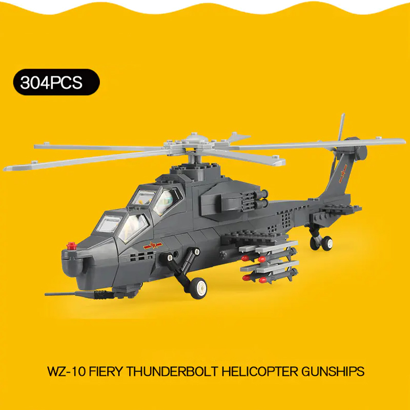 WANGE 4002 Military WZ10 Gunship Buliding Blocks 304±pcs Bricks Toys Model Form China