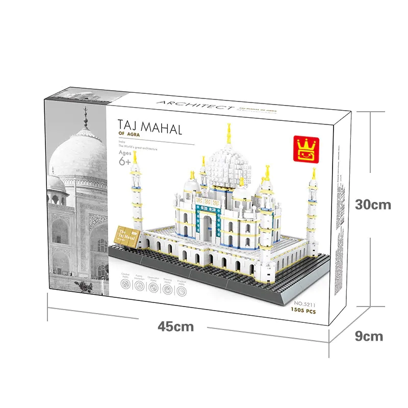 WANGE 5211 Creator The Taj Mahal of Agra Buliding Blocks 1505pcs Bricks Toys Model Form China