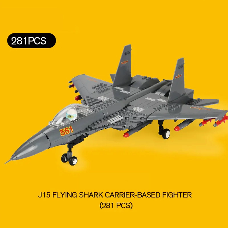 WANGE 4001  Military The Shenyang J15 Flying Shark Carrier-based Fighter Buliding Blocks 281pcs Bricks Toys Model Form China