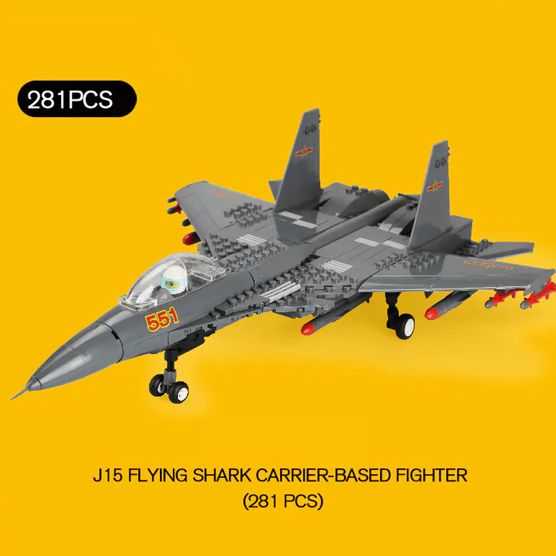 WANGE 4001  Military The Shenyang J15 Flying Shark Carrier-based Fighter Buliding Blocks 281pcs Bricks Toys Model Form China