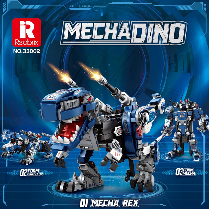 【Pre-Sale】【With Motor】Reobrix 33002 MECHADINO Buliding Blocks 940±pcs Bricks Toys Model Form China