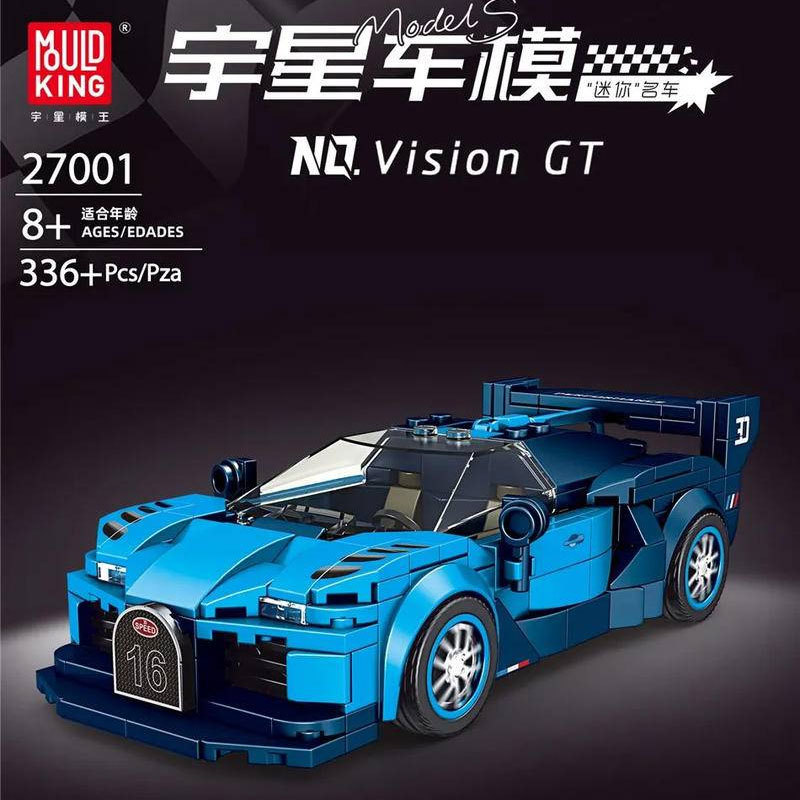 【With Display Box】Moulkd King 27001 Model Car Super Racer Series Speed Champions Bugatti Vision GT Building Blocks 336±pcs Bricks Toys Model China