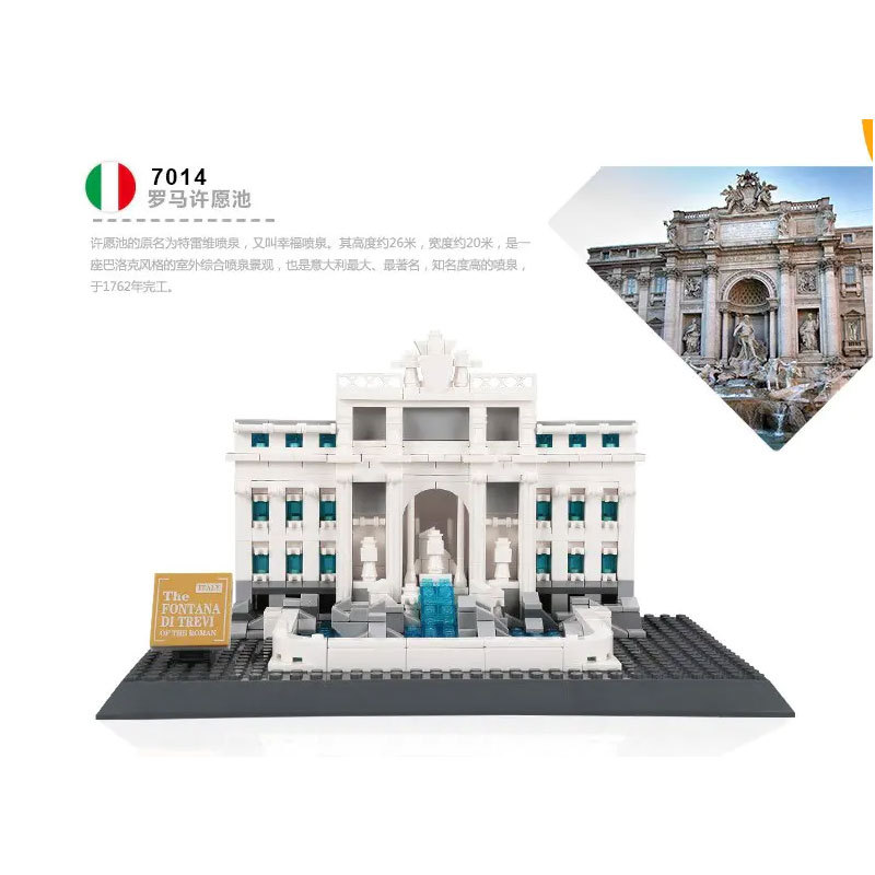 WANGE 4212 Creator Expert Trevi Fountain-Rome Italy Building Blocks 667pcs Bricks Toys From China