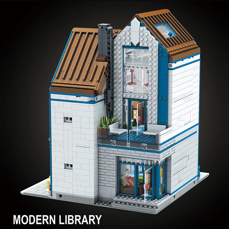 【With Motor】Mouding King 16022 Modular Buildings Modern Library Building Blocks 2788±pcs Bricks Model From China